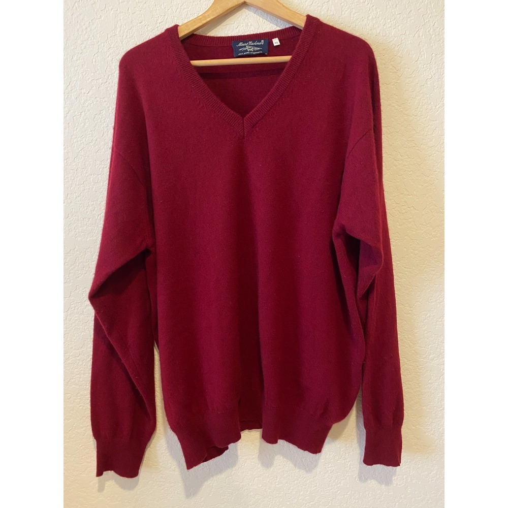 Vintage Mt. Cashmere Men's Mongolian Sweater Size XL Deep‎ Red Old Money Luxury